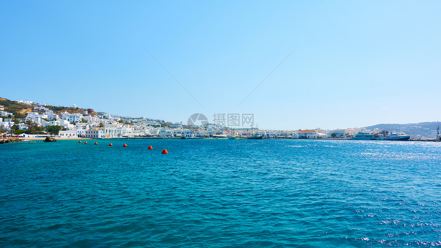 希腊Mykonos岛的海和岸图片