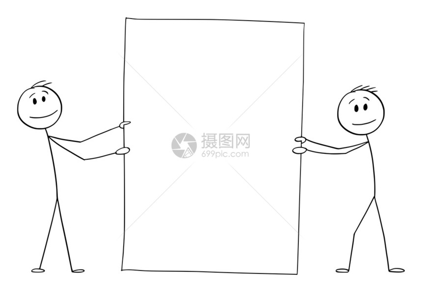 两名男子或商人持有空纸矢量卡通棒图或格插图片