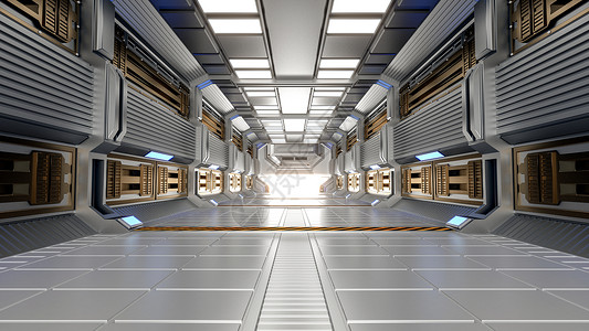 未来建筑结构SciFi走廊和内3D投标图片