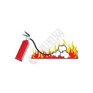 红色火焰图标灭火器矢量图标插设计模板网络插画