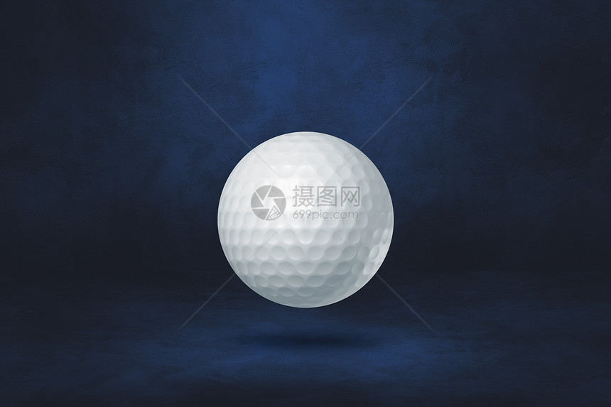 3D插图D白色高尔夫球黑蓝工作室背景图片