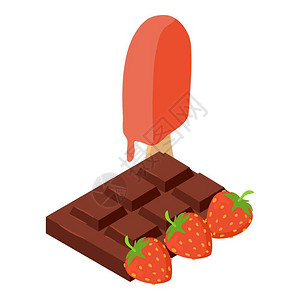 牛奶巧克力冰棒甜点图标Web的甜点矢量图标的几何示甜的图标等量样式插画