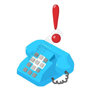 红色电话紧急呼叫图标插画