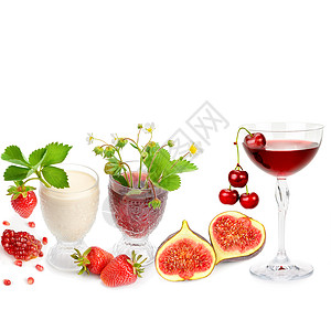 樱桃照片白色背景的新鲜果汁照片时装背景