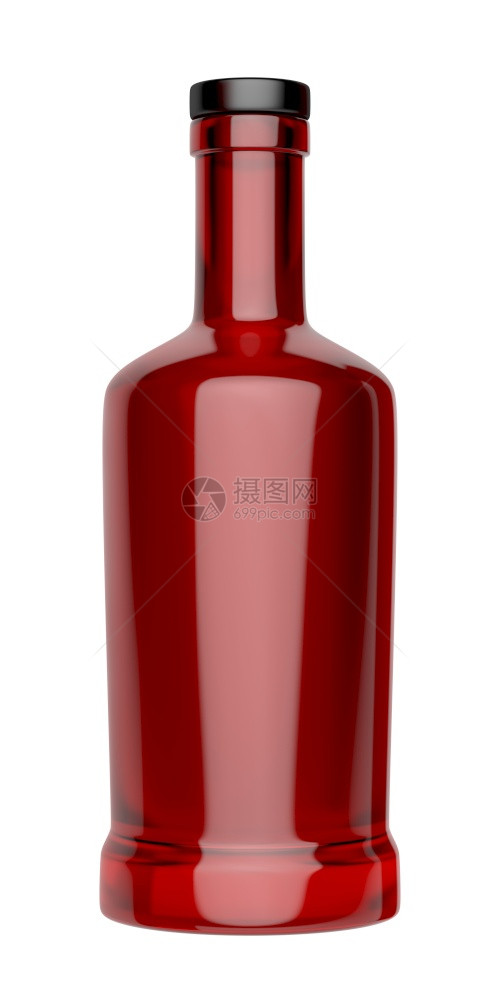 红色液化瓶子前方的视图白背景上孤立的红色液化瓶子图片