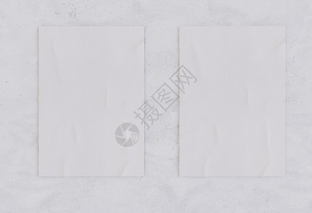 3D说明一套两张空白的胶水粘结皱纹纸海报模型图片