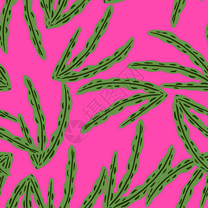 花草适合纹样含有绿色随机海藻形状打印的抽象无缝图案粉色背景适合结构设计纺织品印刷包装封面矢量插图含有绿色随机海藻形状打印的抽象无缝图案粉色背插画