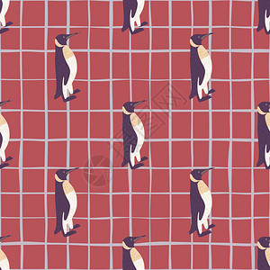 无缝模式企鹅网格背景图片