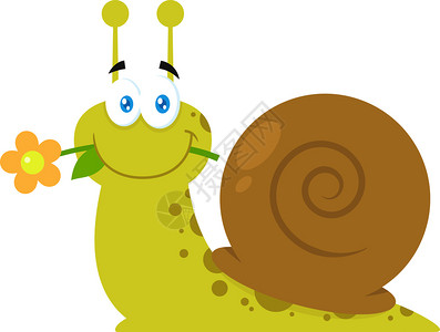卡通可爱蜗牛矢量插画图片
