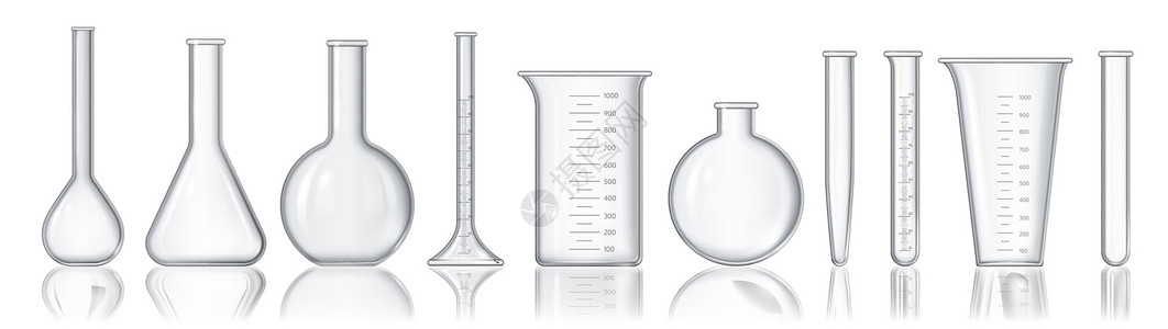 玻璃玻璃容器3D实验室测量设备插画