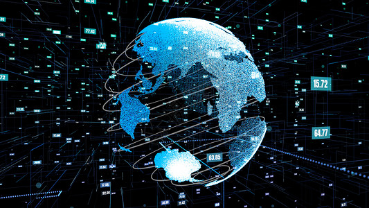 全球数据科技和计算机编程摘要信息时代未来的数字地球网络连接3DRenderingcg背景图片