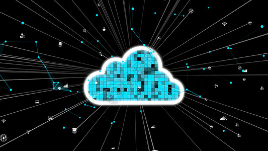 3d点云素材未来创新所需的云计算和数据存储技术计算机与3D中显示的云数据传输互联网服务器相连接从而形成未来的图界面背景