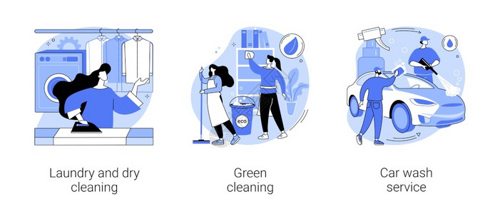 自助服务清洁服务抽象概念矢量插图插画