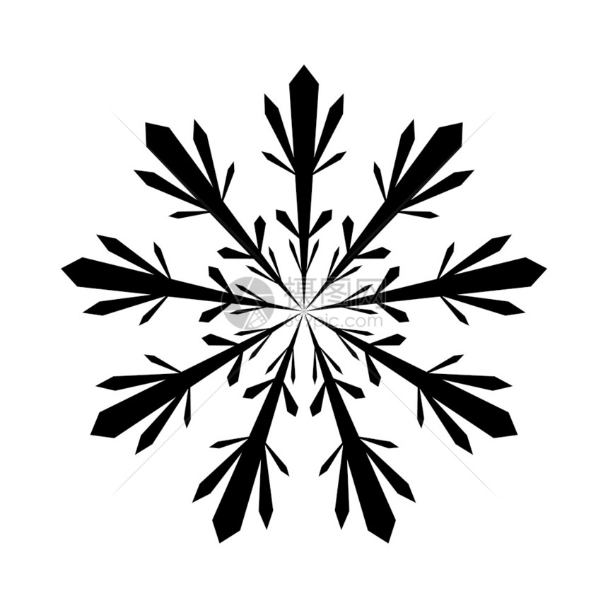 雪花图标片平面设计中的雪花模式黑色设计矢量说明图片