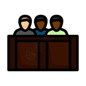 陪审员Jury图标配有彩色填充设计矢量说明的可编辑厚大纲插画