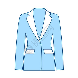 商业女装图标薄线有蓝色填充设计矢量说明背景