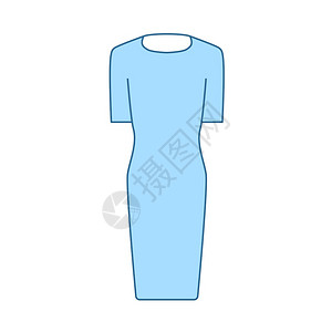 商业妇女服装图标薄线有蓝色填充设计矢量说明图片
