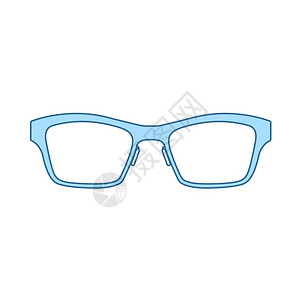 商业女眼镜图标薄线有蓝色填充设计矢量说明图片