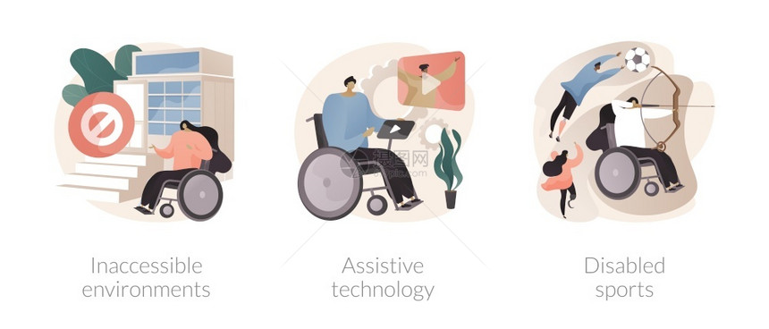 残疾人在社会里生活的概念矢量插画图片