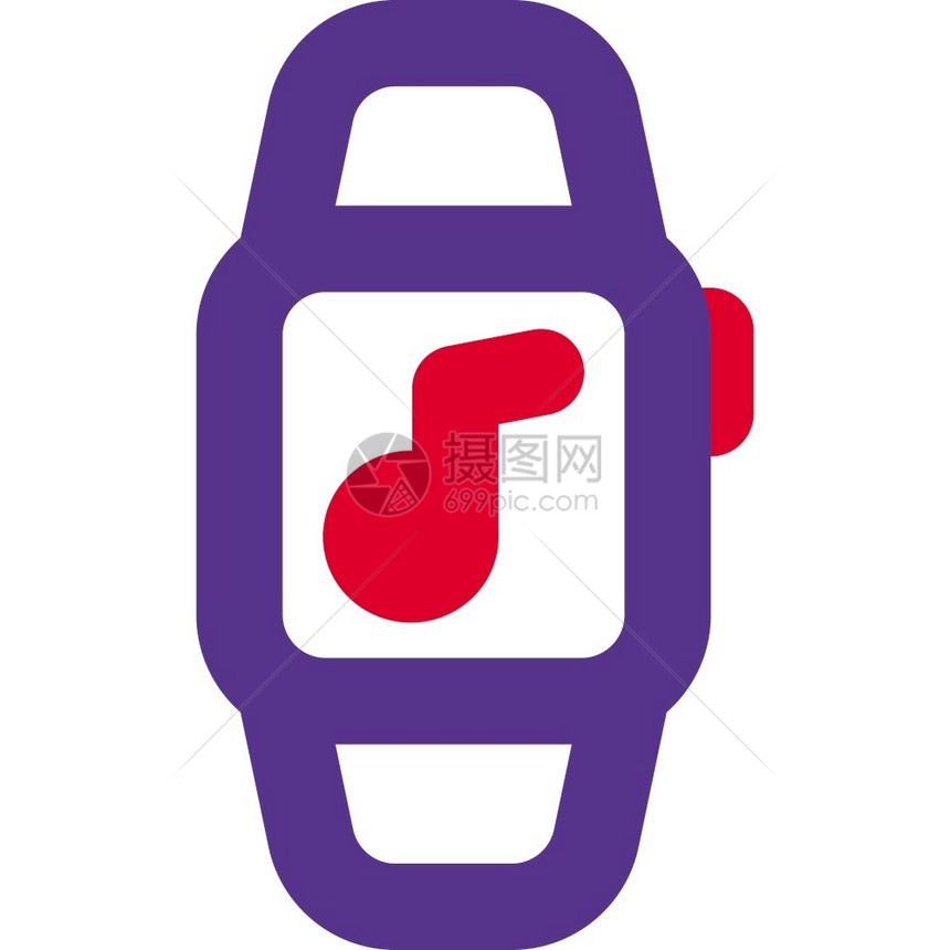 屏幕上带有音乐播放控器的Smartwatch图片