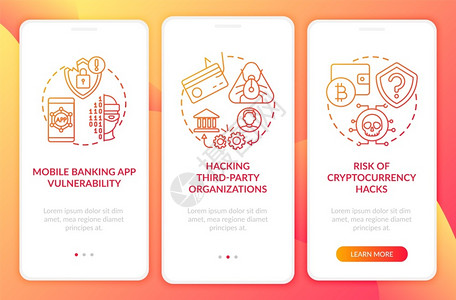 银行网络安全通过三步图示指带有RGB颜色插图的UI矢量模板图片