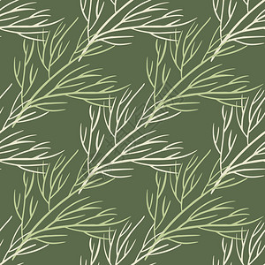 Botanic无缝涂鸦图案印有浅树枝的圆形纸绿色橄榄背景适合于织物设计纺品包装封面矢量图解植物无缝涂鸦图案纸绿色橄榄背景背景图片