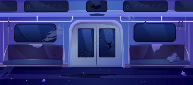 地铁列车里面撕破的座椅矢量图图片