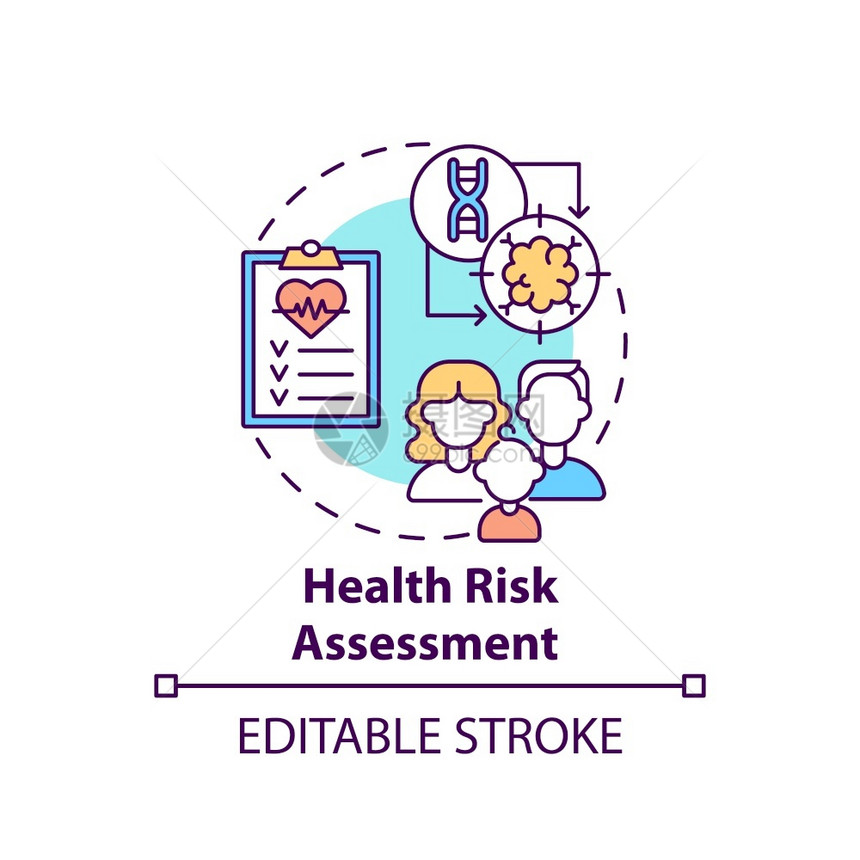 健康风险评估概念图标病人诊断和疾检查家庭医生预约概念细线插图病媒孤立大纲RGB彩色绘图可编辑中风图片