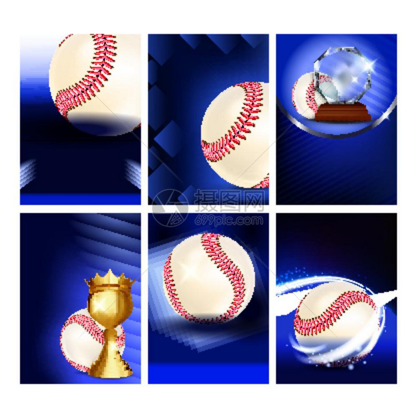 棒球场运动海报设置矢量红线条纹和蝙蝠的皮球GloveandMug美国棒球运动收藏不同奖条概念模板说明棒球场运动海报设置矢量图片