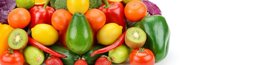 在白色背景上隔离的水果和蔬菜分类宽幅照片免费文本空间图片