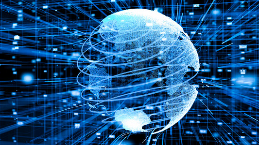 科技风互联世界全球在线互联网络和上各种事物的互联网IOT概念在3D提供网络空间计算机图象时所呈现的概念通信和息技术发展促进数字生活方式全球在线背景