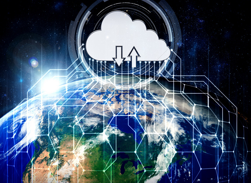 云计算技术和创新观念中的云计算技术和在线数据存储云服务器数据存储用于全球商业网络概念云数据传输的互联网服务器连接云计算技术和创新图片