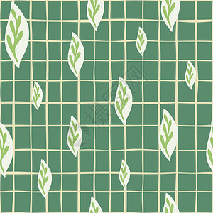 使用随机手画的简单叶子环形图案绿色圆形背景适合织物设计纺品印刷包装封面矢量图解绿色圆形背景背景图片