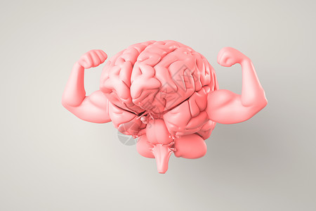 运动大脑3D插图健康和强壮的大脑背景