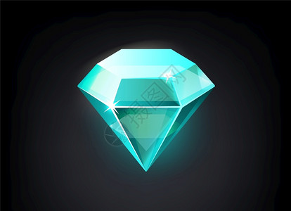 手绘蓝宝石钻石卡通闪亮的钻石插画