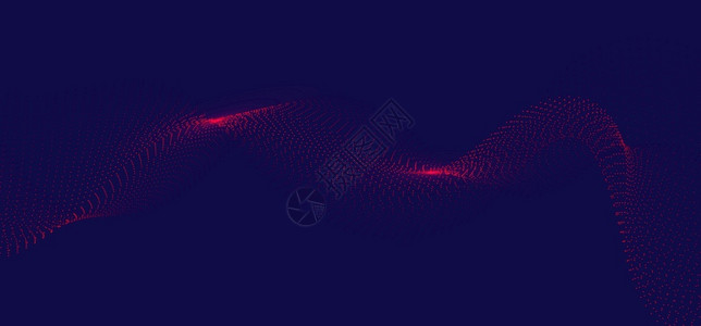 蓝底深背景的红色圆线点粒子技术数字远期概念矢量插图图片