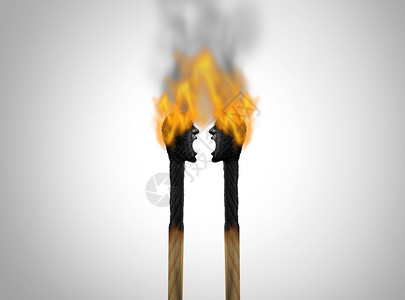 双方因分歧或毒关系而相互破坏毁灭破坏造成的结果因为两场火柴形成愤怒的人被烧死用3D成因背景图片