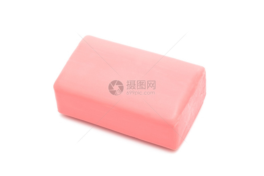 白色背景上的粉红肥皂片图片