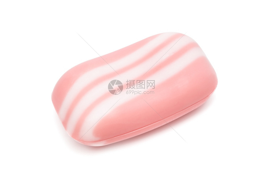 白色背景上的粉红肥皂片图片