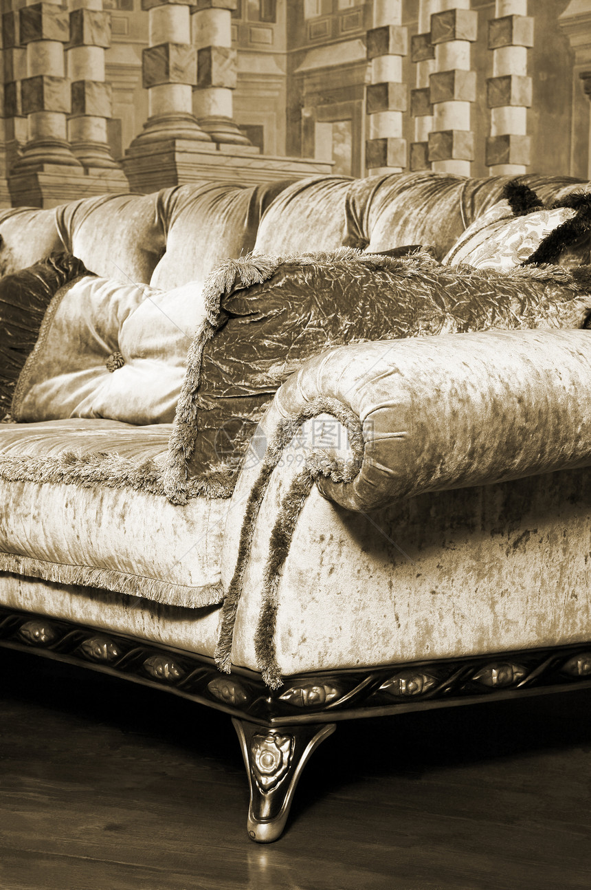 漂亮的枕头放在时尚沙发上图片