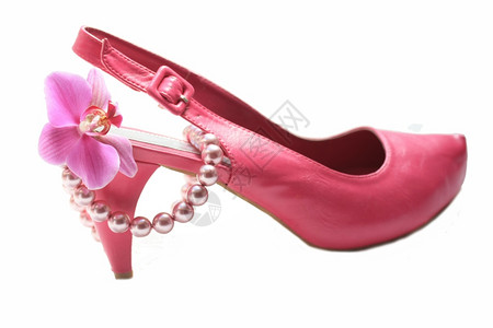 粉红高跟鞋女士珍珠项链兰花图片