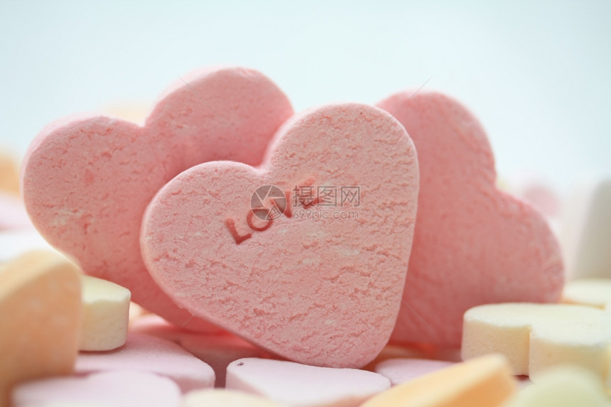粉红糖果心和爱之词图片