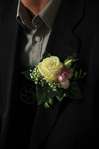 穿布顿尼耶的Groom象牙玫瑰和粉红自由图片