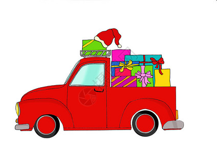 红圣诞带礼物的卡车背景图片