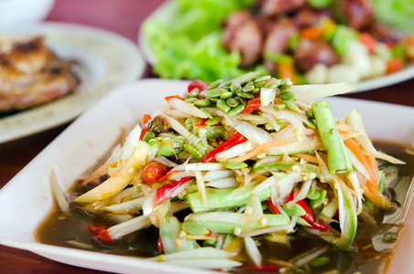 Thai木瓜沙拉热辣图片