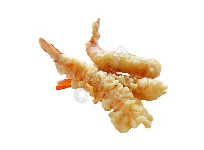 炸虾仁天妇罗日本料理上白背景图片