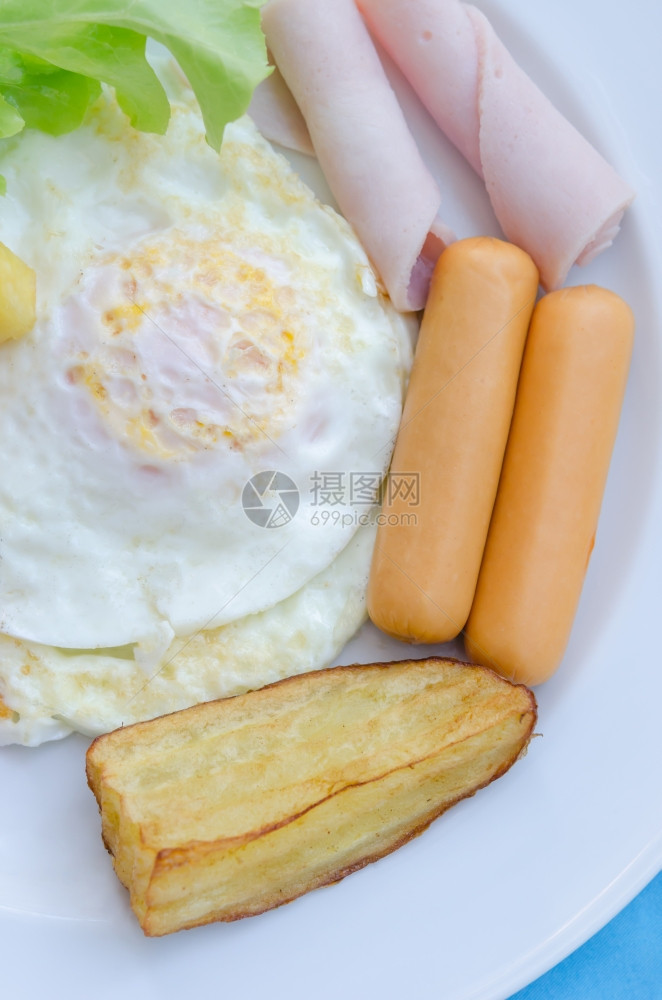 生菜和炸鸡蛋火腿图片