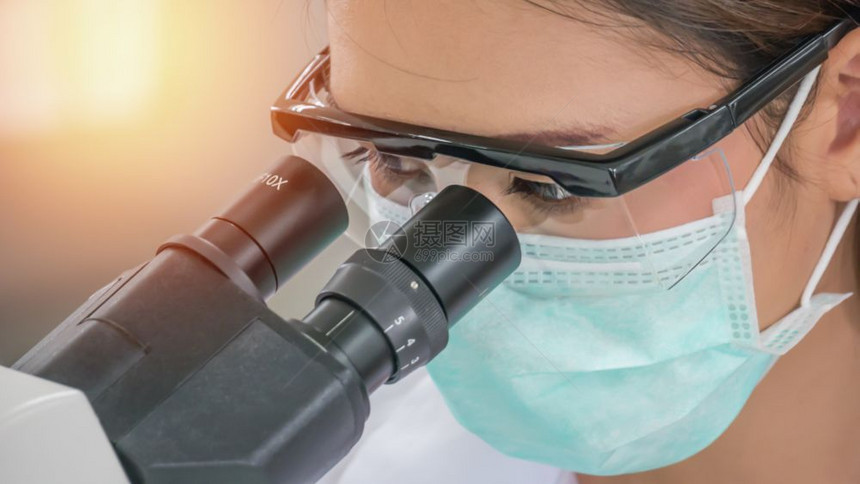 在实验室工作的科学家在实验室通过显微镜观察的科学家图片