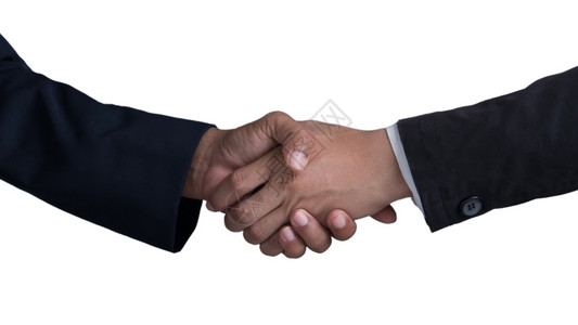 与商业伙伴握手在白色背景上握手握手的图像图片