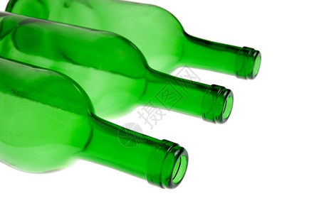 白色背景孤立的绿瓶子背景图片